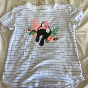 purple and white striped shirt